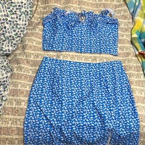 SHEIN baby blue crop top with skirts set